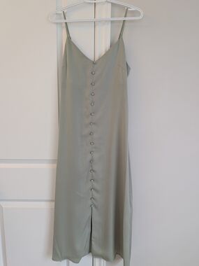Satin Slip Dress in Sage Green